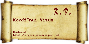 Korényi Vitus névjegykártya